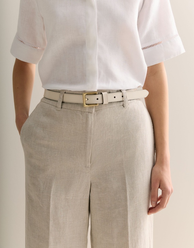 Trenery - Leather Slim Belt in Parchment