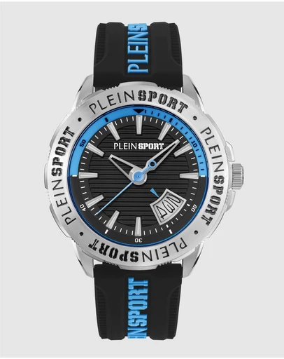 Plein Sport - PLEIN RAMPAGE 44mm Black dial and Black Blue Silicone strap
