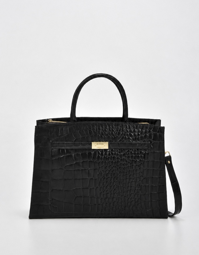 Cobb & Co - Toorak Leather Croc Business Bag Tote