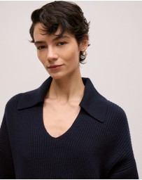 Trenery - Merino Open Collar Knit in Night Sky