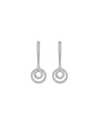 Michael Hill - Fine Double Circle Diamond Drop Huggie Earrings in Sterling Silver