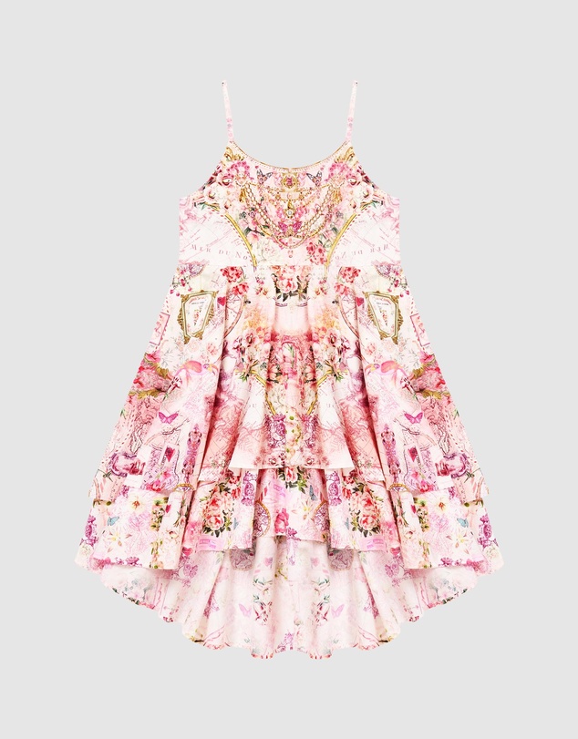Camilla - Round Neck Layered High-Low Dress - Kids-Teens