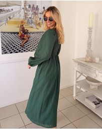 Esther & Co - Iolana Dress - Deep Green Long Sleeve