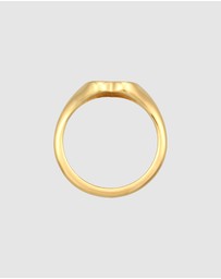 Elli Jewelry - Ring Signet heart love symbol in 925 sterling silver gold plated