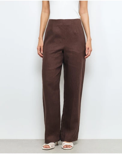 AERE - Elodie Clean Waist Wide Leg Linen Pants
