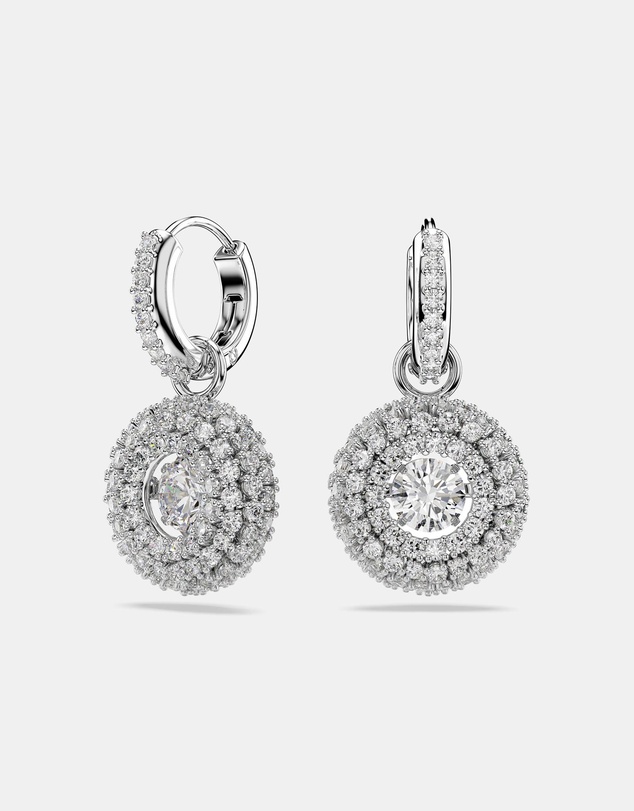Swarovski - Sublima Drop Earrings, Round Cut, White, Rhodium-Plated