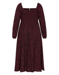 City Chic - Abbigail Long Sleeve Print Maxi Dress