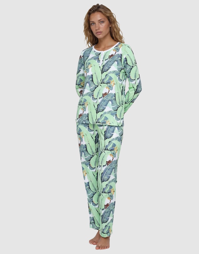 Sant And Abel - Women's Martinique® Green Banana Leaf Jersey Long PJ Set