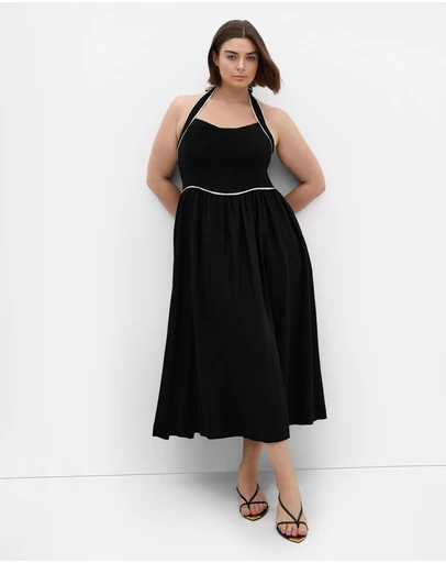 City Chic - Stacey Halter Midi Dress - black
