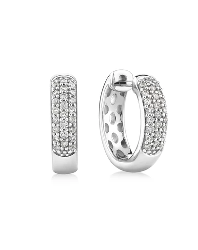 Michael Hill - Huggie Earrings With 1/4 Carat TW Of Diamonds In 10kt White Gold