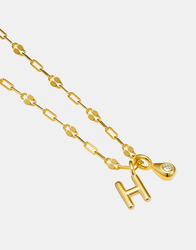 Zoe Olivia - 14K Gold Vermeil Imprint Initial H Cubic Zirconia Necklace