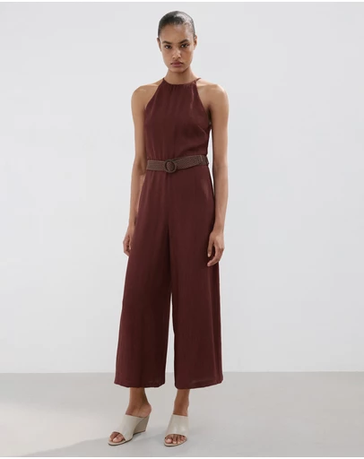 M.N.G - Halter-Neck Jumpsuit with Belt