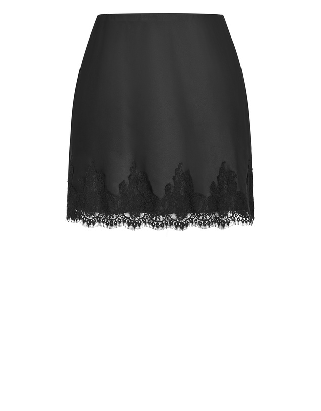 City Chic - Plus size Lace Trim Mini Skirt - black