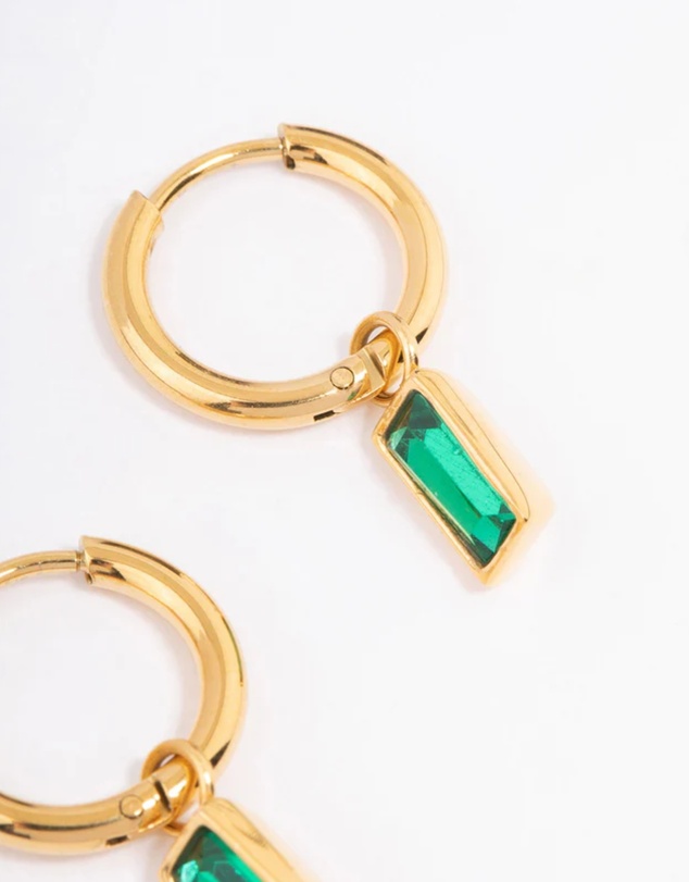 Lovisa - Waterproof Gold Plated Stainless Steel Classic Baguette Huggie Earrings
