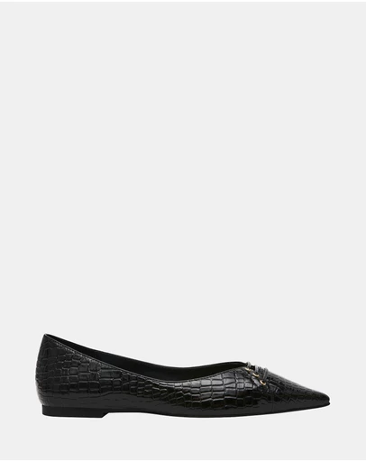 Steve Madden - Onpoint Black Croc Flats