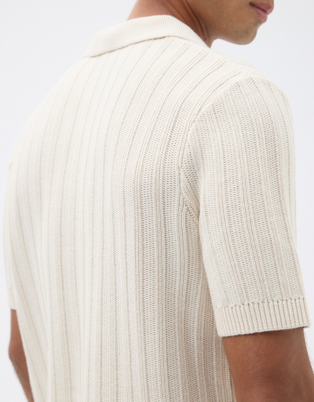 AERE - Fisherman Ribbed Knit Polo