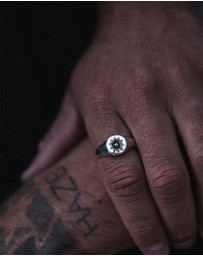Haze & Glory - ICONIC EXCLUSIVE - Ring Men Signet Sun Lover Hammered in 925 Sterling Silver