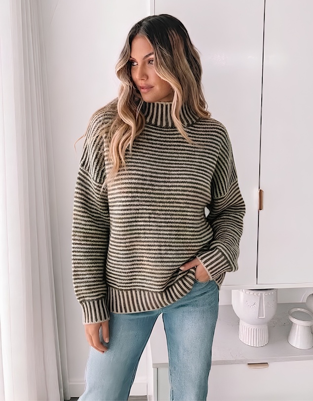 Esther & Co - Naizelle Knit - Latte Stripe