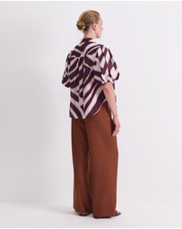 Sportscraft - Penny Short Sleeve Cotton Silk Blouse