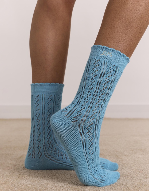 Damson Madder - Calf Length 2 Pack Pointelle Socks