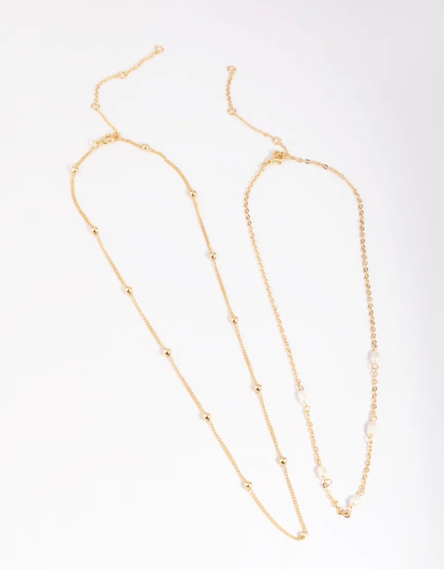 Lovisa - Gold Plated Freshwater Pearl Layered Necklace