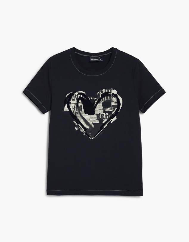 Desigual - Newspaper heart T-shirt