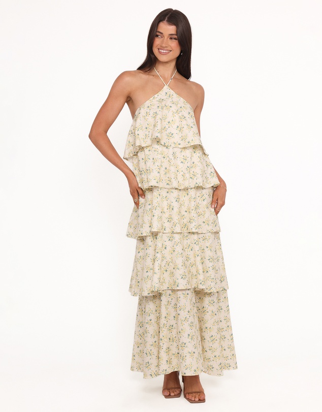 Petal & Pup - Darlia Halterneck Maxi Dress - Yellow Floral