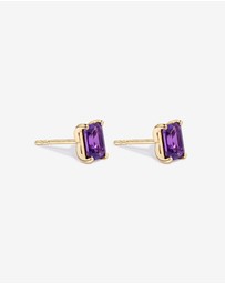 Michael Hill - Emerald Cut Amethyst Earrings in 10kt Yellow Gold