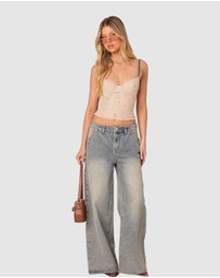 EDIKTED - Nicola Sheer Mesh Printed Bra Top