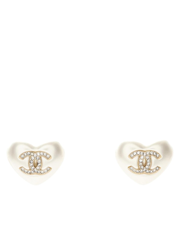 Pre-Loved by Azura Reborn - Pre-Loved CC Gold Plated Faux Pearl and Rhinestone Heart Earrings