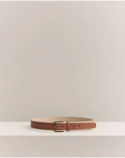 Trenery - Roan Leather Canvas Belt in Dark Camel