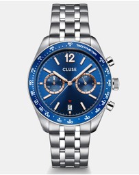 Cluse - Aravis Dual Timer Steel, Blue, Silver Colour