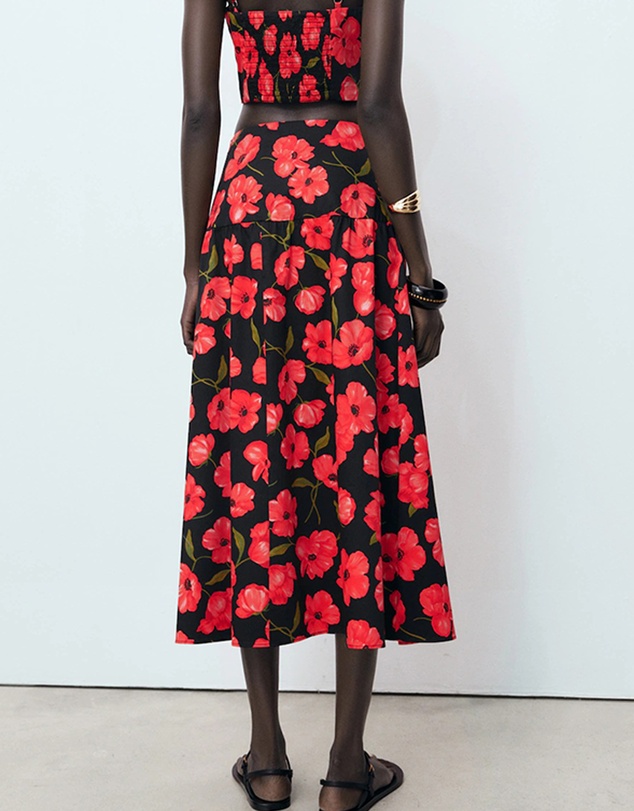M.N.G - Floral-Print Flared Skirt