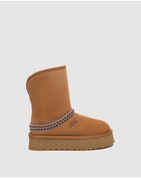 EVERAU - Australian Shepherd Ugg Short Fayle Platform Cow Suede Upper UGG Boots