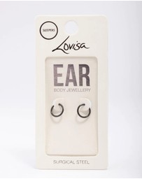 Lovisa - Black Surgical Steel Sleeper Earrings 8mm