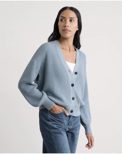 Seasalt - Seasalt Cornwall Blue Winding Creek Organic Cotton Knit Cardigan