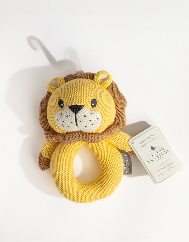 Living Textiles - Knitted Ring Rattle - Leo the Lion