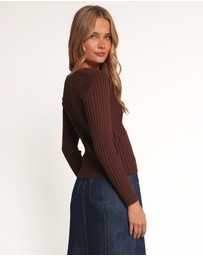 Petal & Pup - Demi Twist Detail Knit Top - Brown