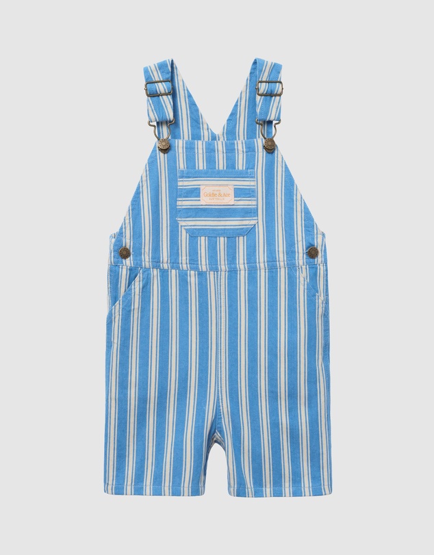 Goldie + Ace - Lightweight Cotton Twill Stripe Burton Shortalls - ICONIC EXCLUSIVE - Babies