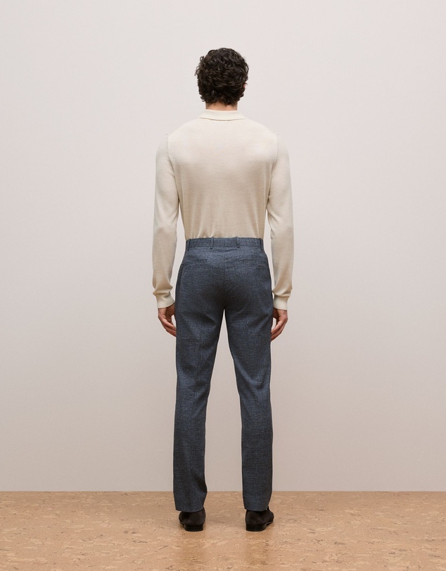 Trenery - Cotton Wool Blend Straight Leg Trouser in Navy