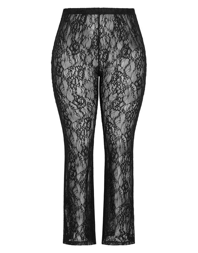 City Chic - Plus size Aura Lace Pant - black