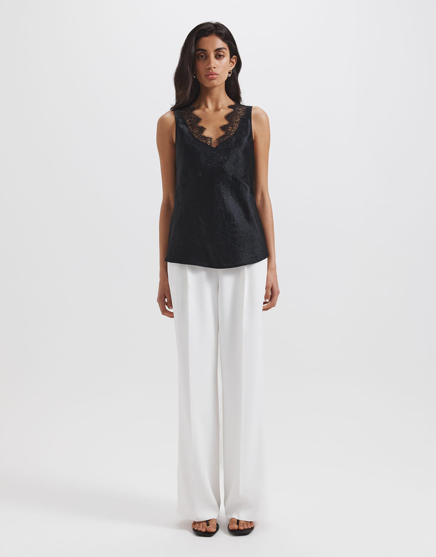 SABA - Ivana Crinkle Lace Detail Tank