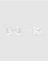 Wanderlust + Co - Bow Tie Pasta Silver Stud Earrings