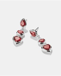 THOMAS SABO - THOMAS SABO Drop Earrings with Red Heart Stones Silver