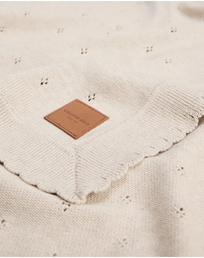 Country Road - Organically Grown Cotton Blend Knit Detail Blanket