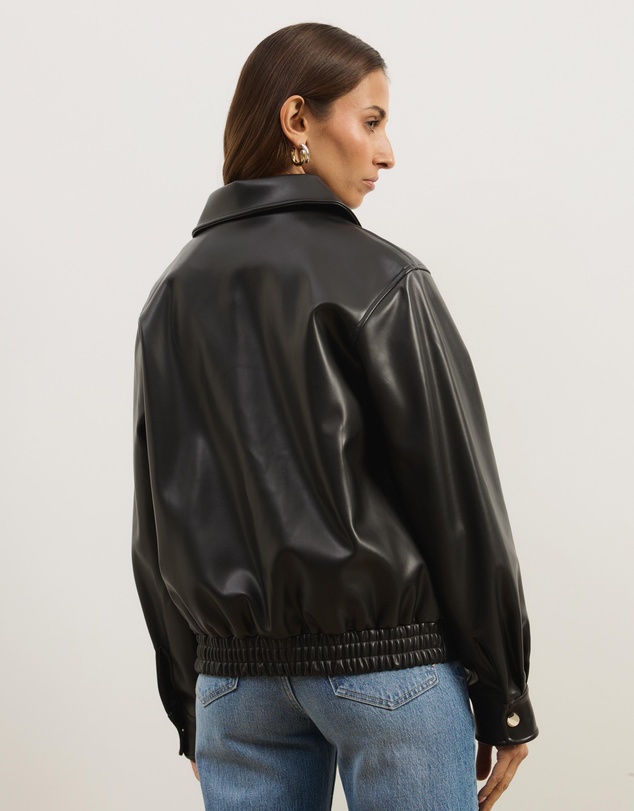 Atmos&Here - Renna Faux Leather Bomber Jacket
