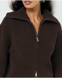 AERE - Clea Organic Cotton Zip Cardigan