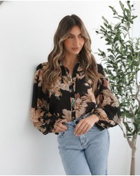 Esther & Co - Veiga Blouse - Black Floral