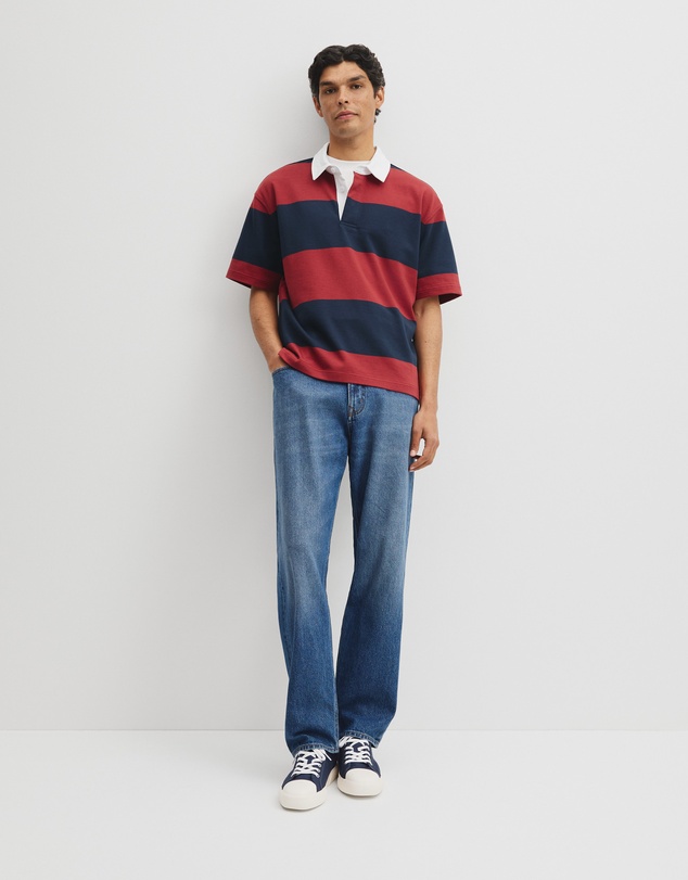 Country Road - Short Sleeve Australian Cotton Stripe Rugby Polo