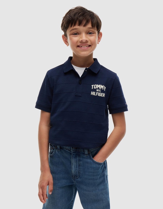 Tommy Hilfiger - Textured Jersey Brand Polo SS - Kids